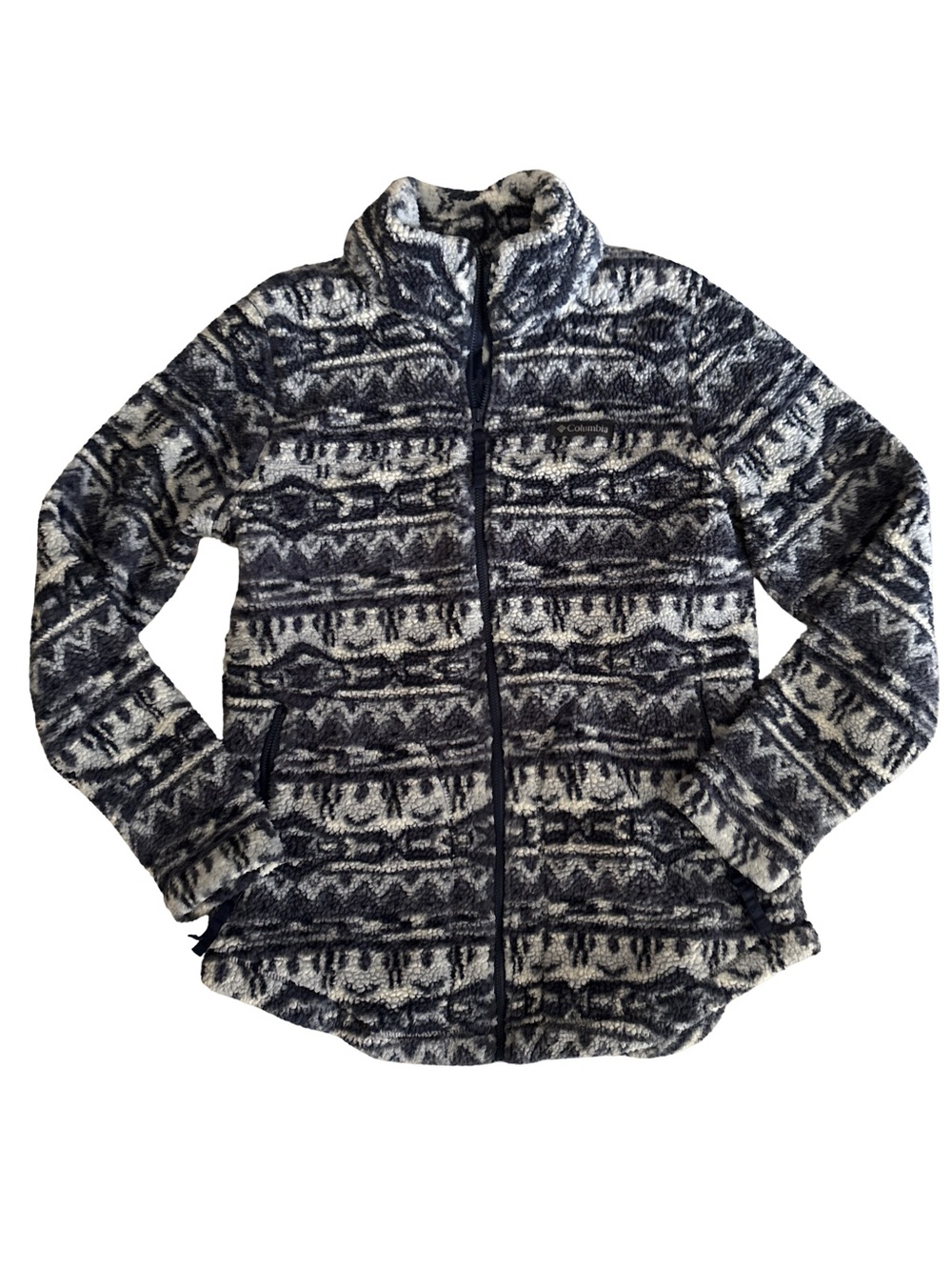 Columbia Navy and White Patterned Zip-Up Sweater Jacket